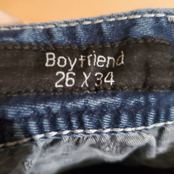 Rock & Roll Jeans Womens 26x34 Tall Blue Boyfriend Casual Distressed Denim - Picture 5 of 13